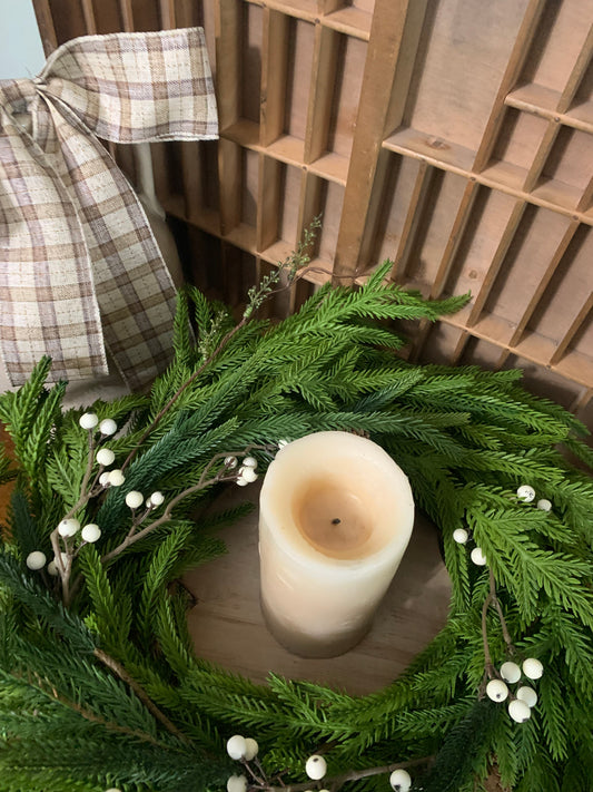 Rustic Norfolk Pine Candle Ring