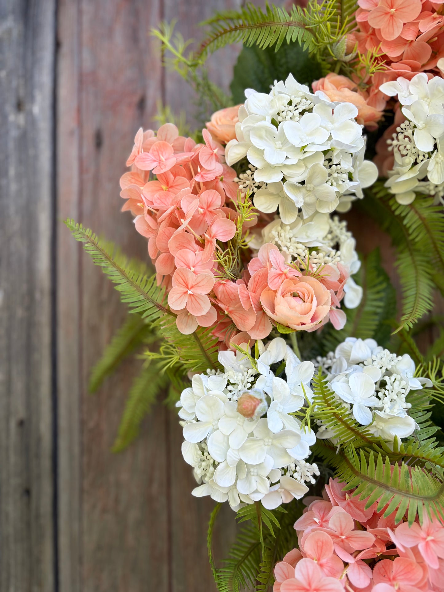 Peach Garden Hydrangea Wreath
