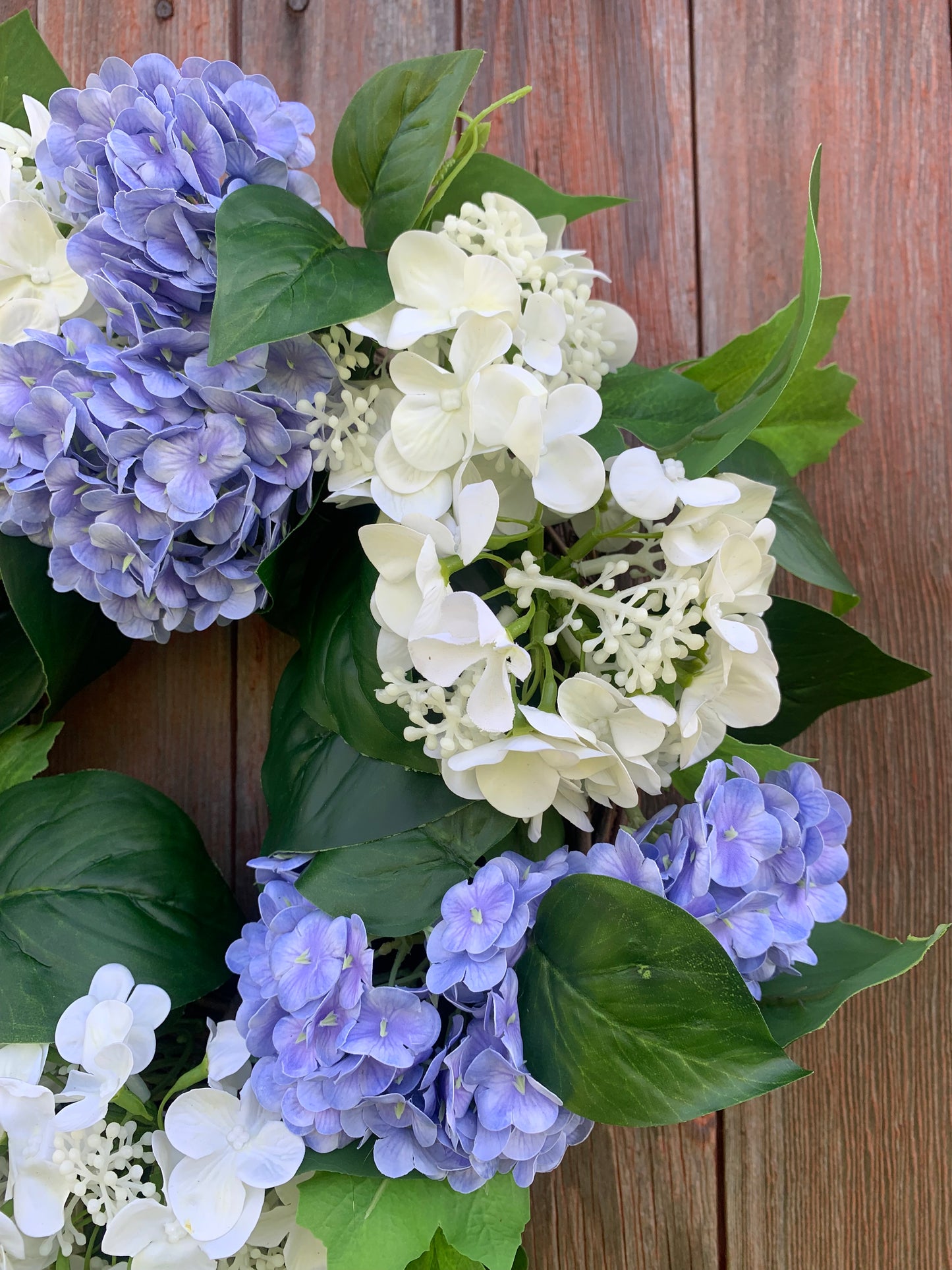 Lavender -Blue and White Snowball Hydrangea Wreath