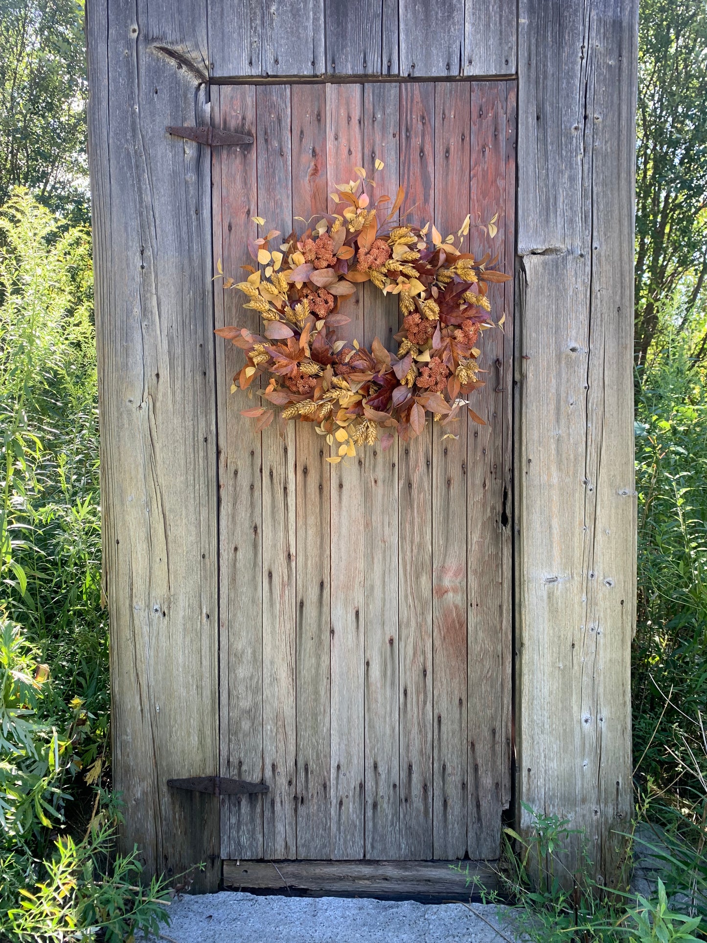 Golden Hops & Rustic Eucalyptus Wreath