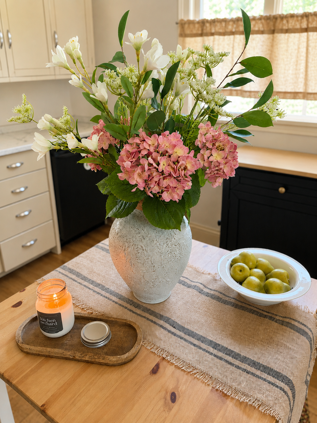 Faux Floral Pink Hydrangea Arrangement