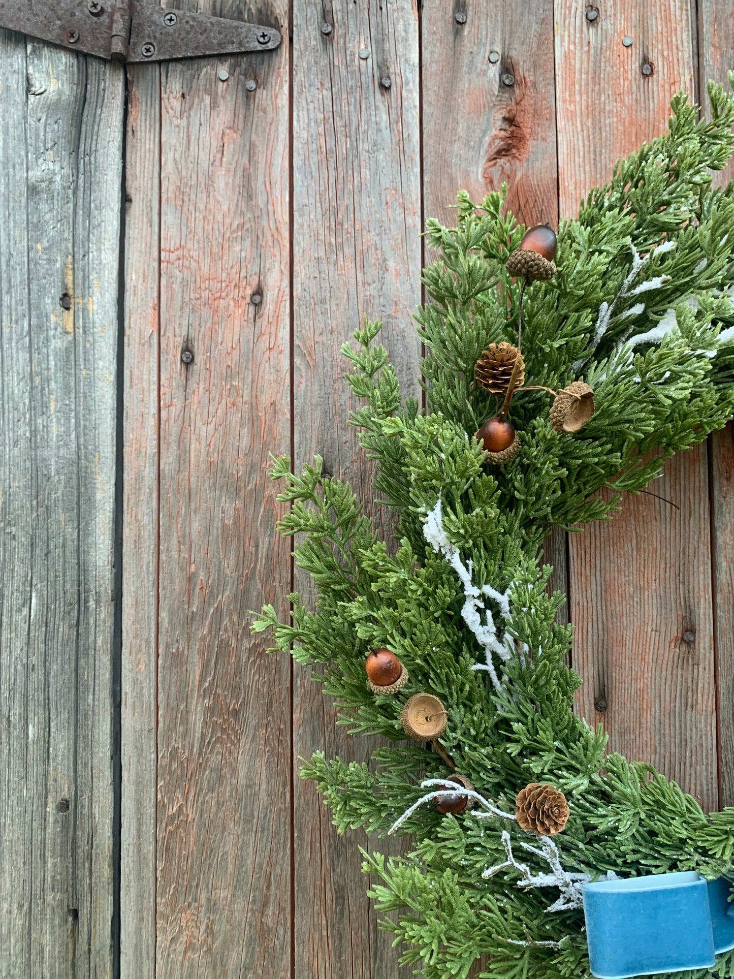 Iced Cedar and Acorn Winter Wreath