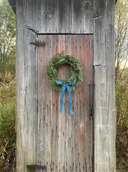 Iced Cedar and Acorn Winter Wreath