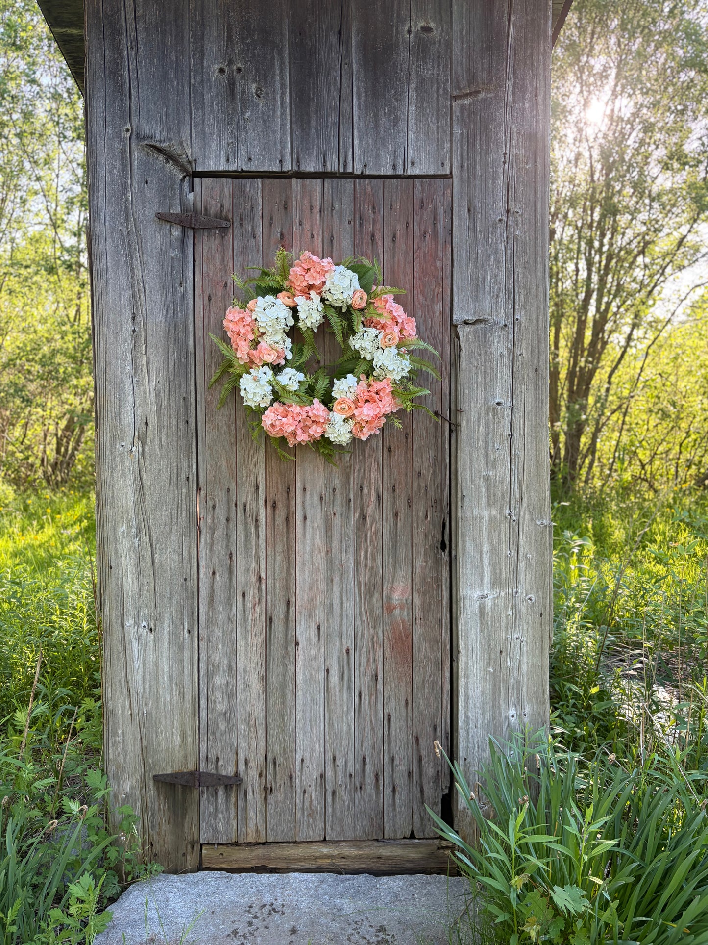 Peach Garden Hydrangea Wreath