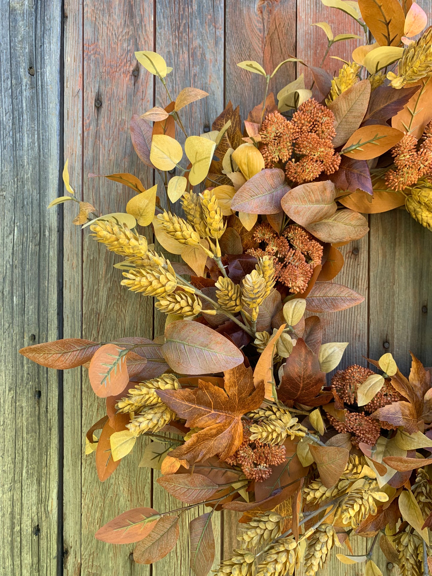 Golden Hops & Rustic Eucalyptus Wreath
