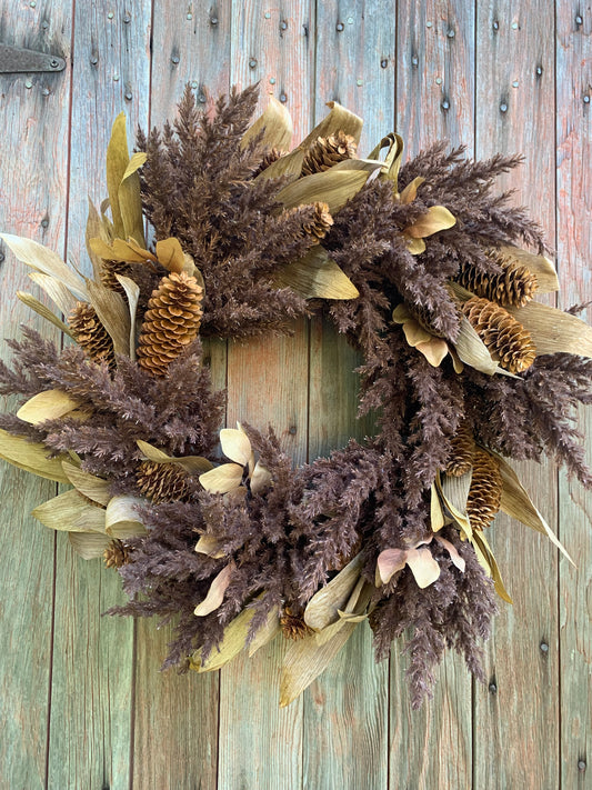Pine Cone and Pampas Grass Wreath