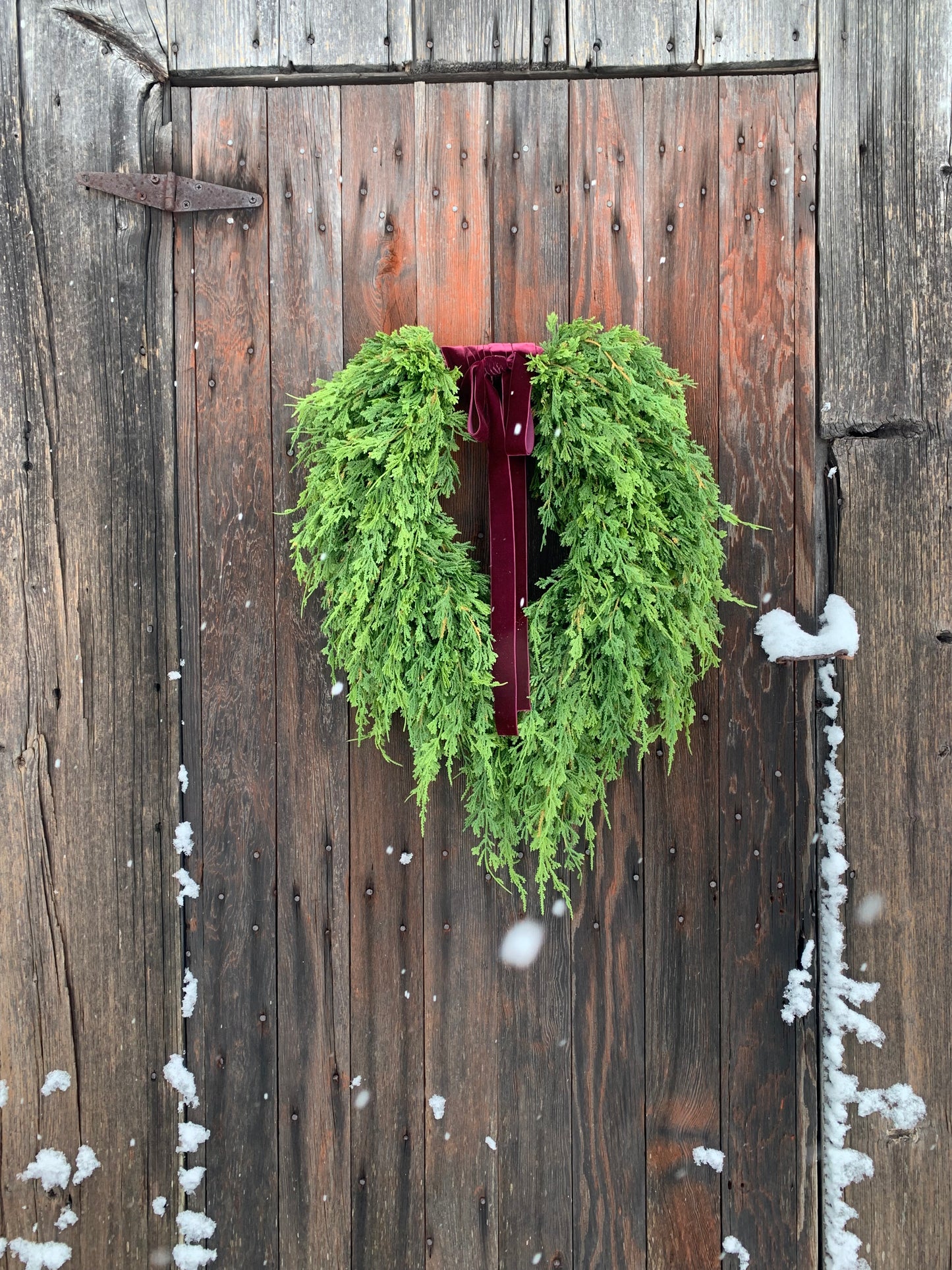 Soft Touch Cascading Cedar Winter Wreath
