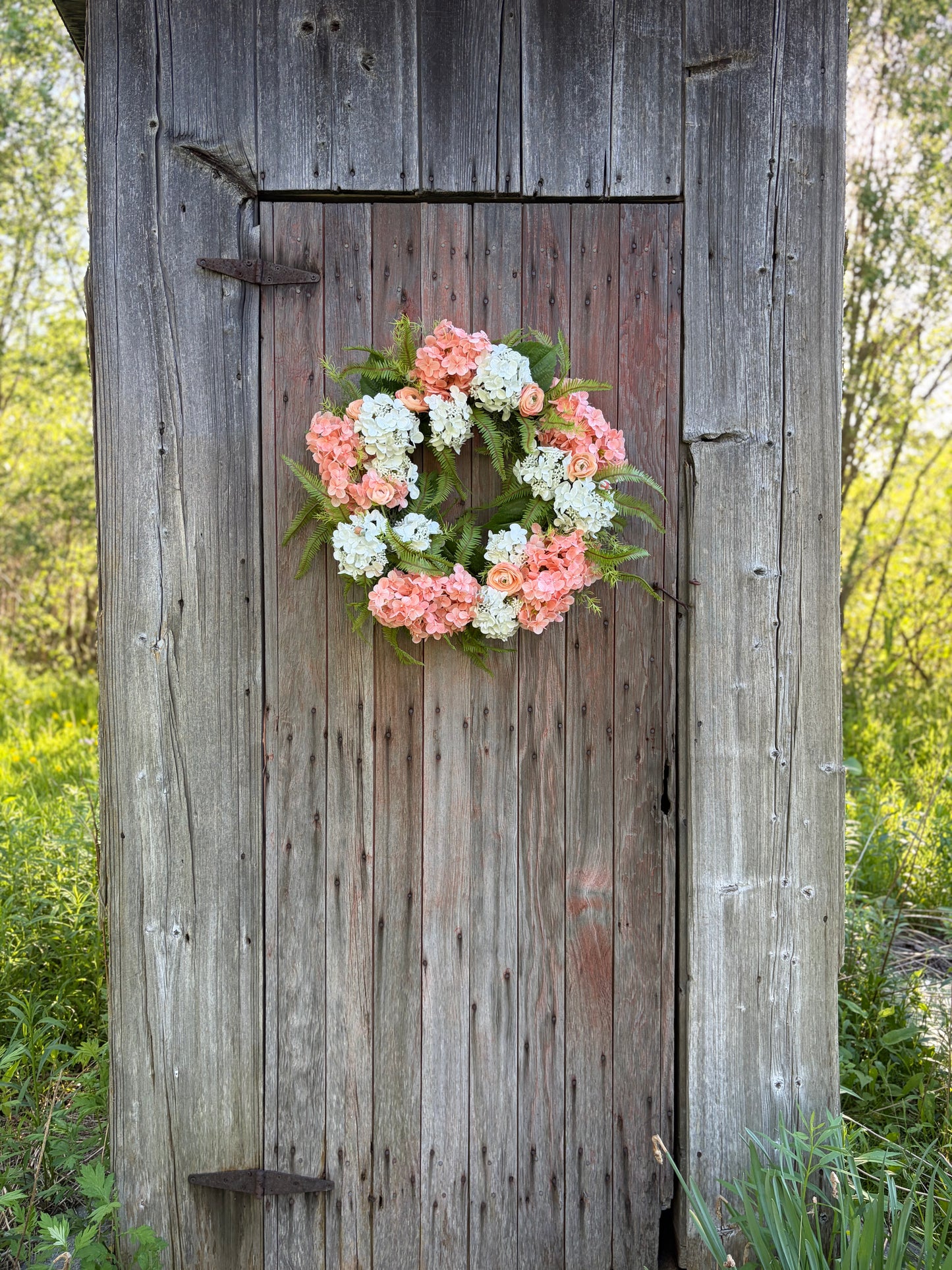 Peach Garden Hydrangea Wreath