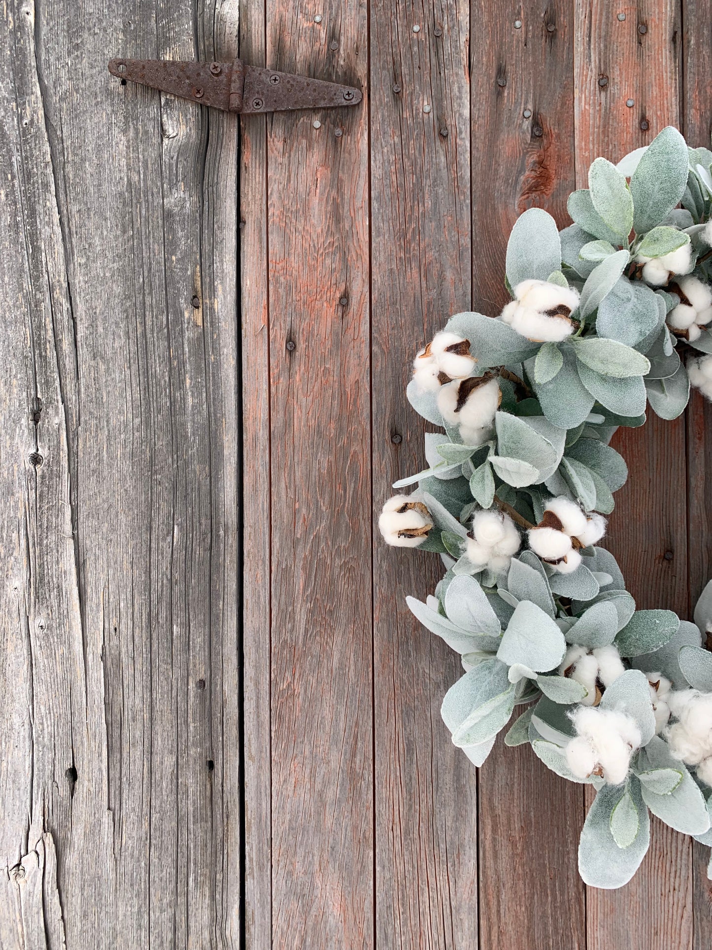 Cotton and Lambs Ear Wreath