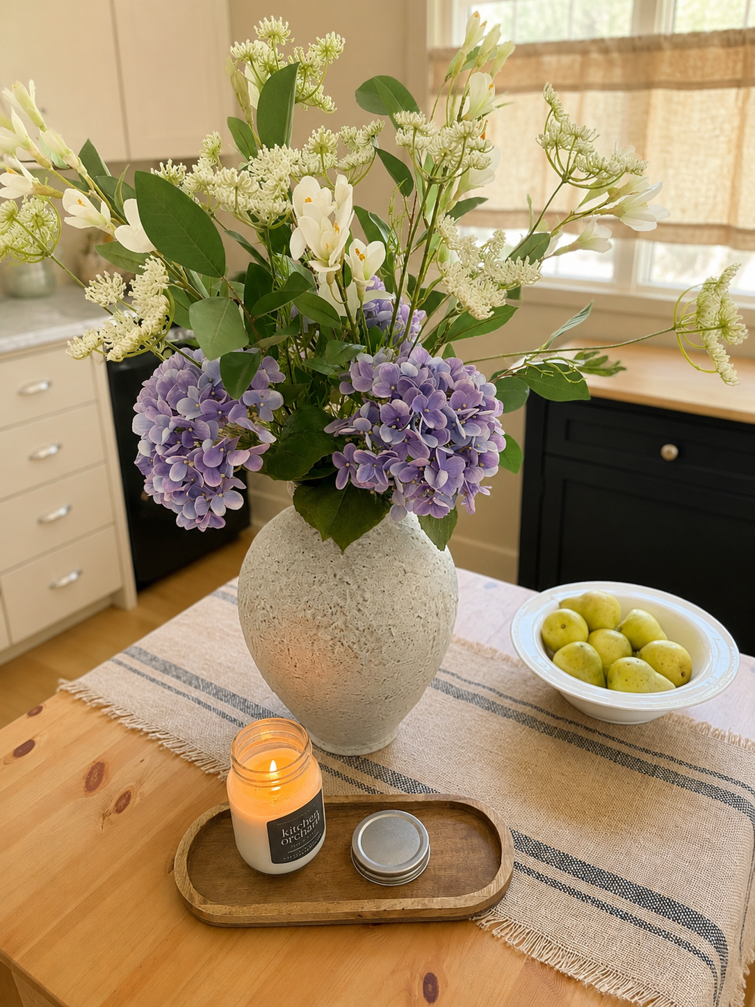 Faux Floral Lavender Hydrangea Arrangement