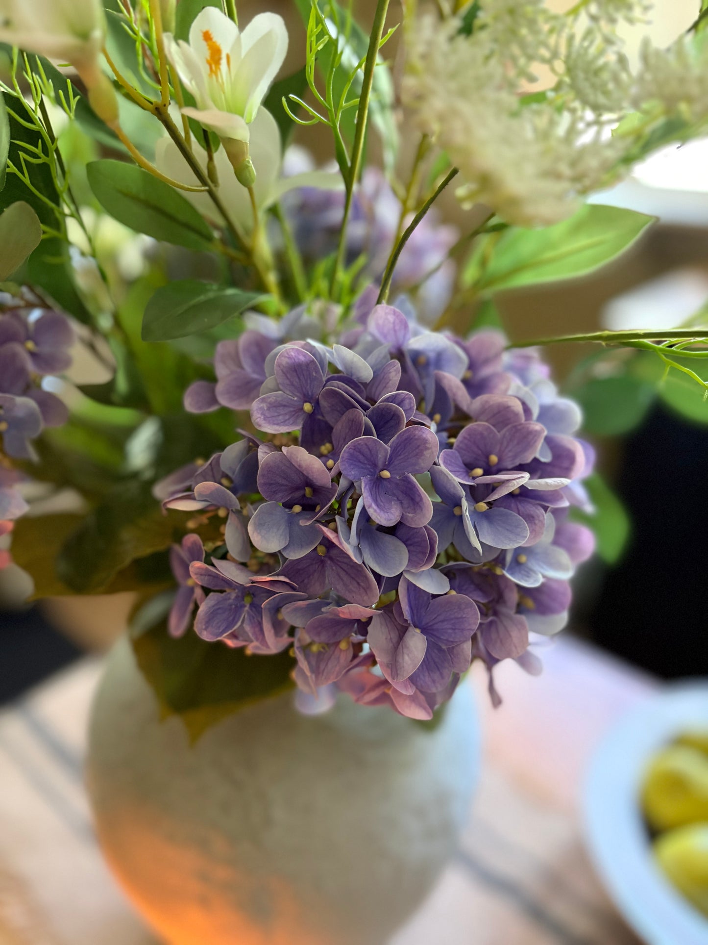 Faux Floral Lavender Hydrangea Arrangement