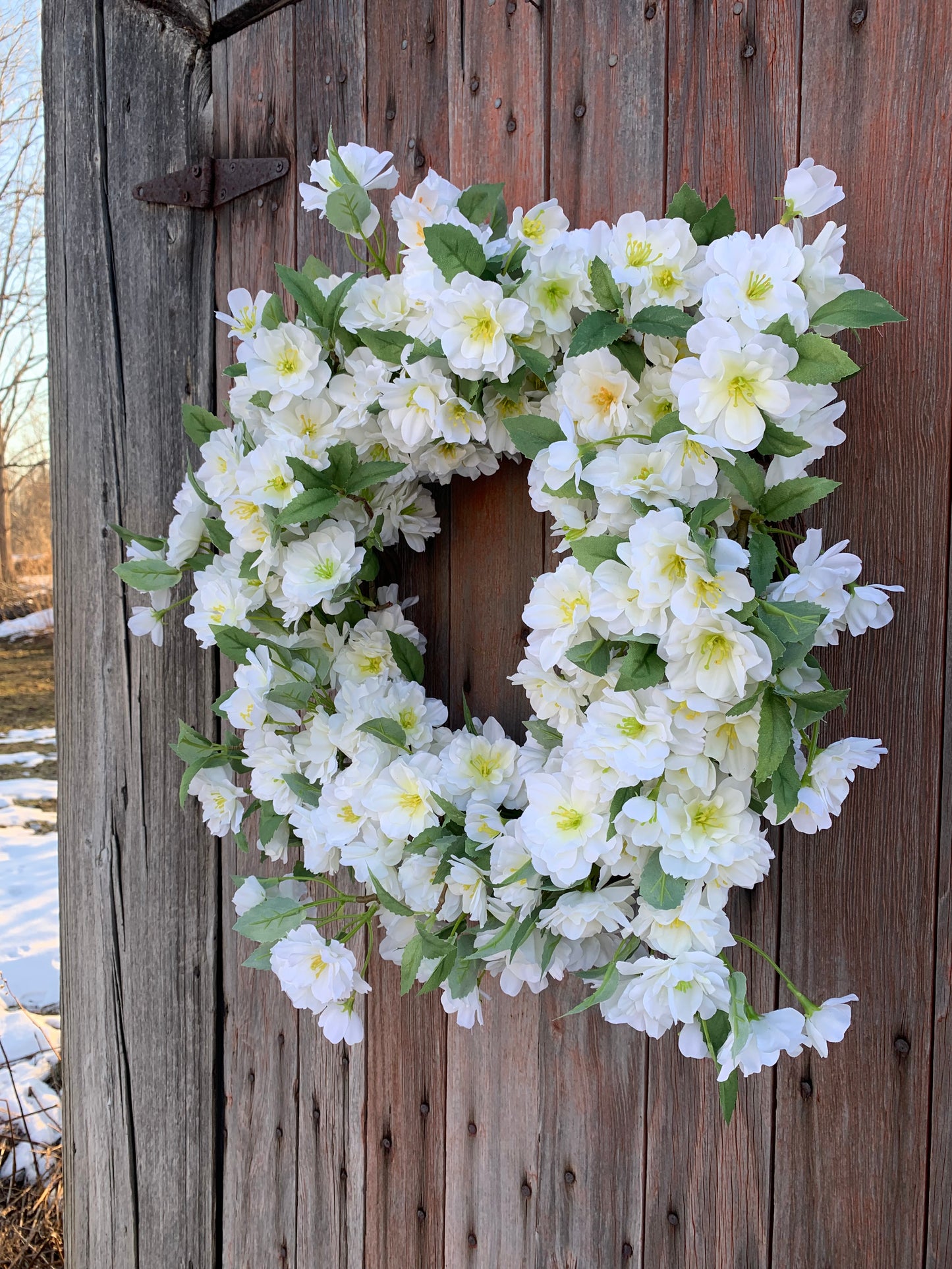 White Cherry Blossom Wreath