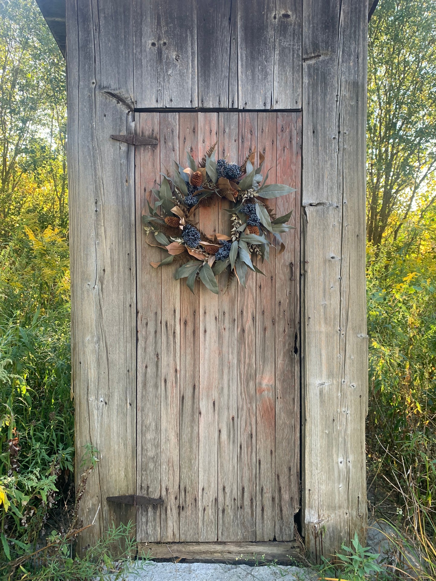 Eucalyptus Blueberries and Pinecone Wreath