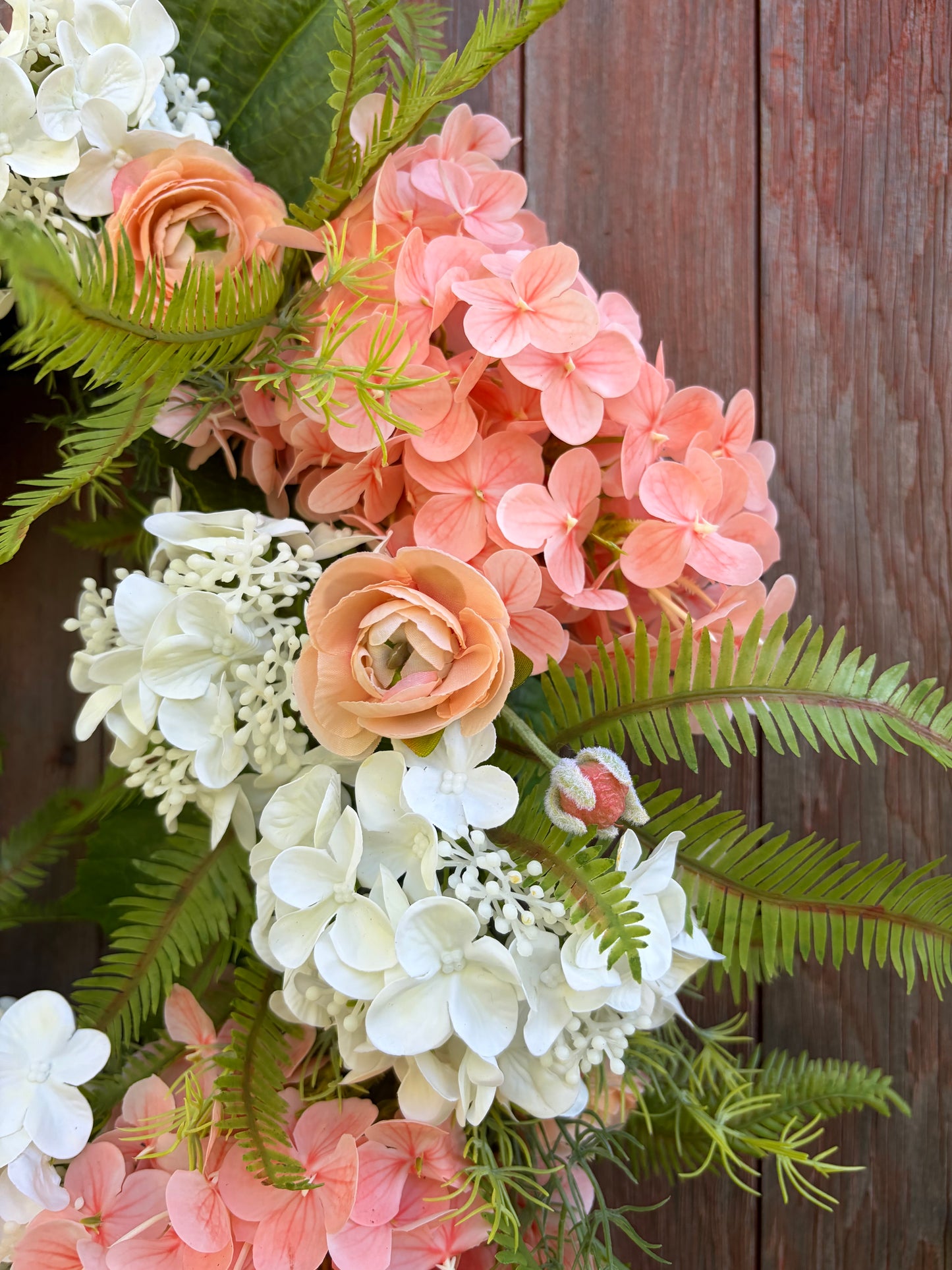 Peach Garden Hydrangea Wreath