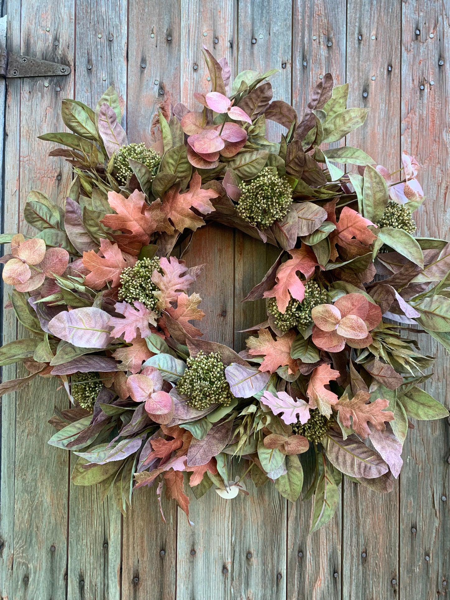 Croton and Oak Leaf Wreath