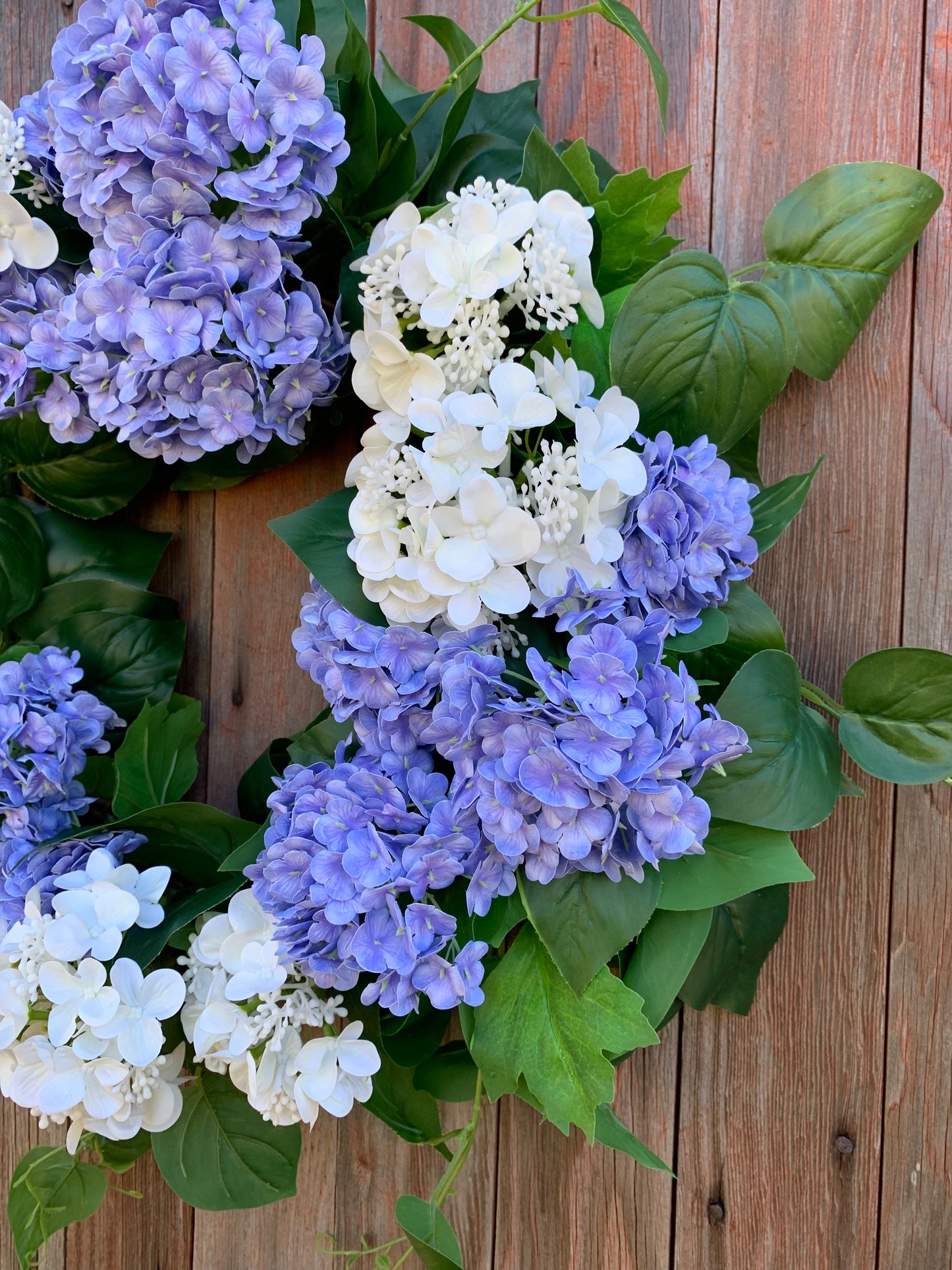 Lavender -Blue and White Snowball Hydrangea Wreath