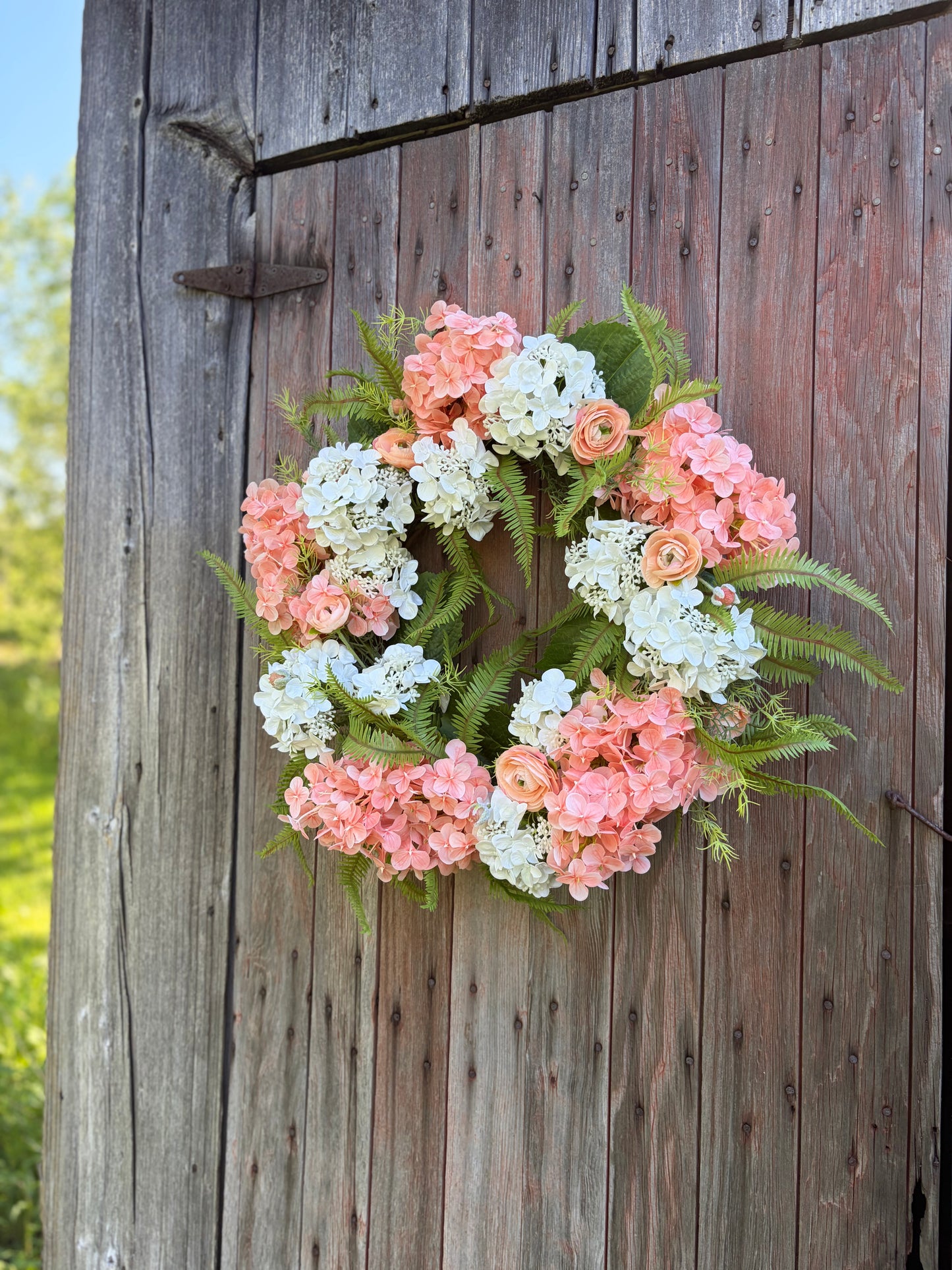 Peach Garden Hydrangea Wreath