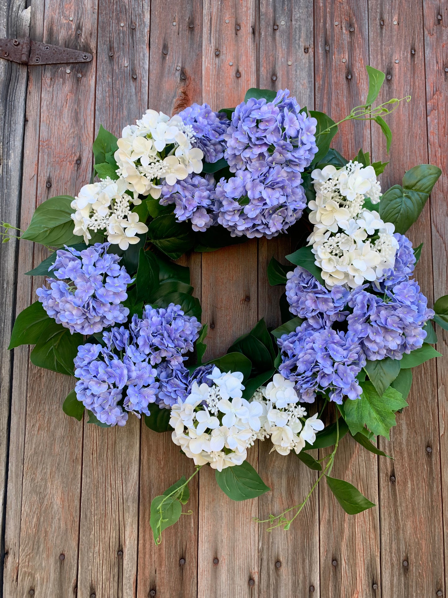 Lavender -Blue and White Snowball Hydrangea Wreath