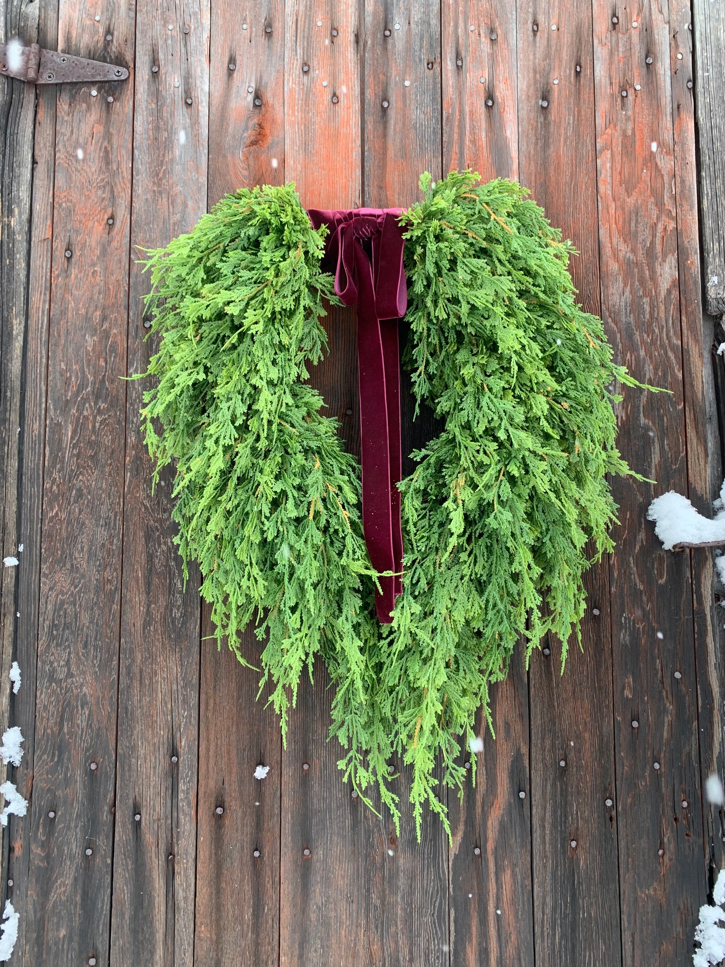 Soft Touch Cascading Cedar Winter Wreath