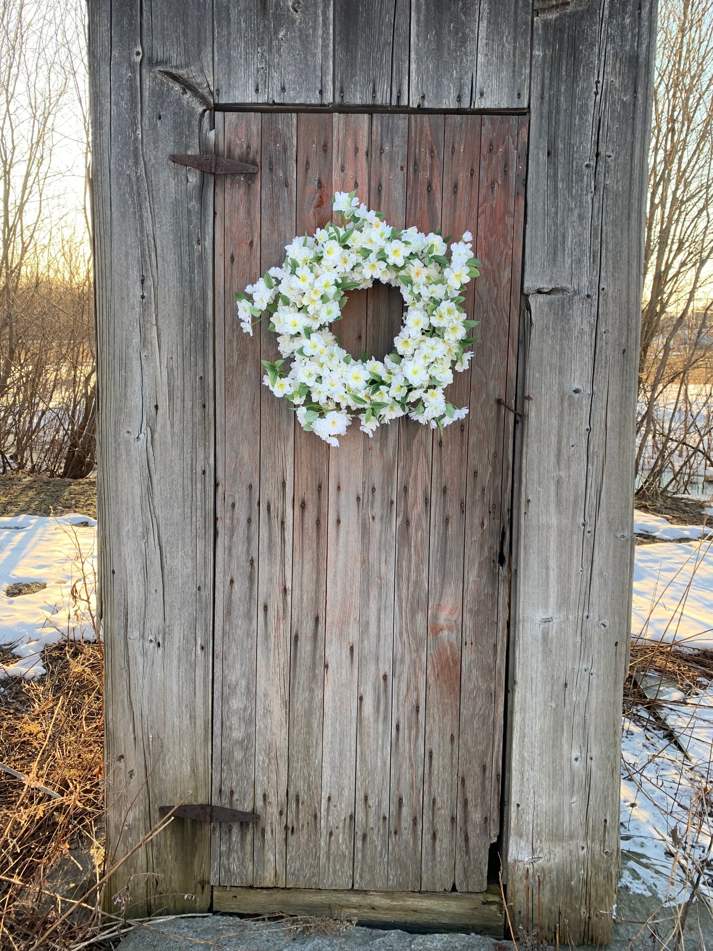 White Cherry Blossom Wreath
