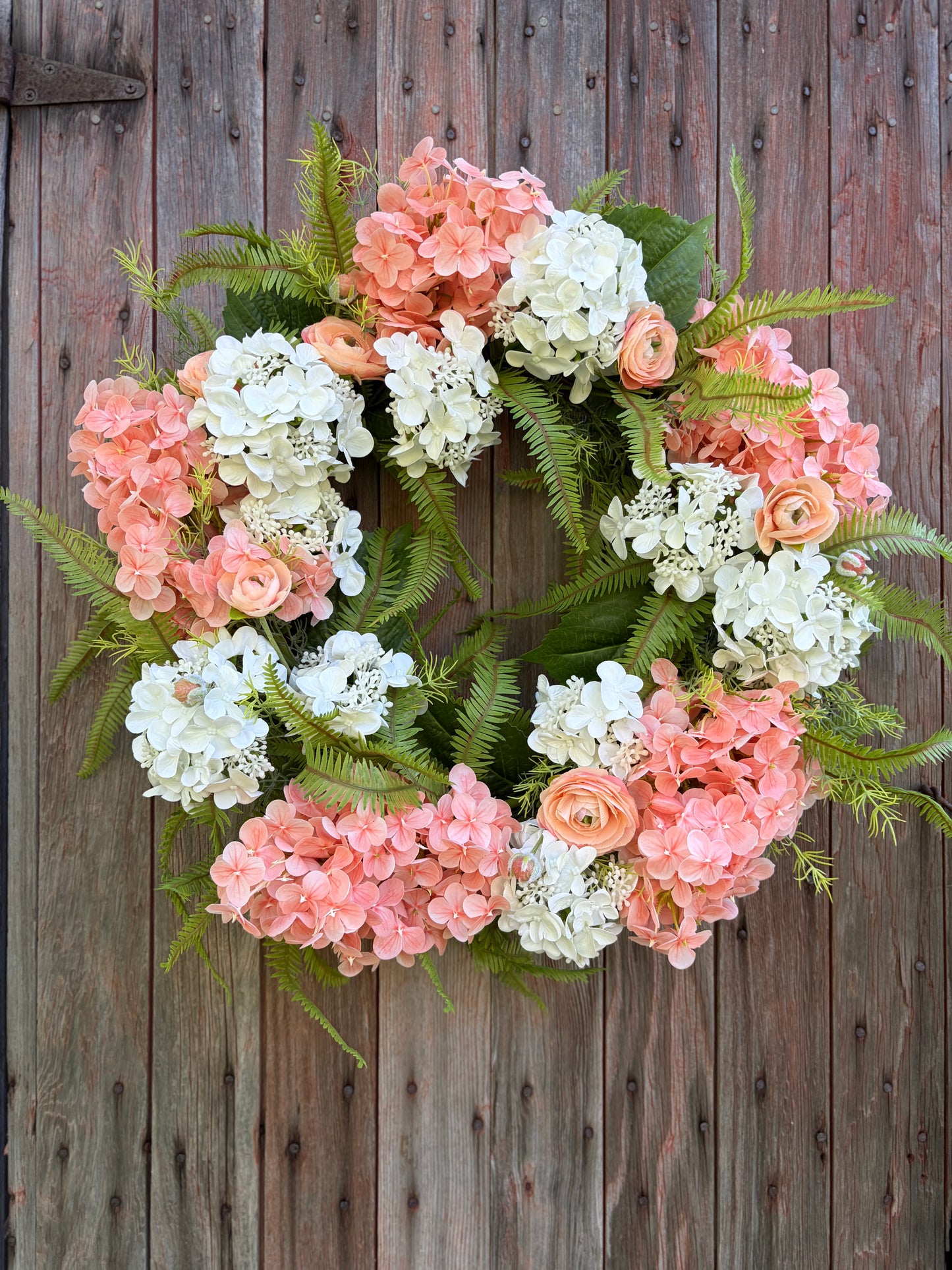 Peach Garden Hydrangea Wreath