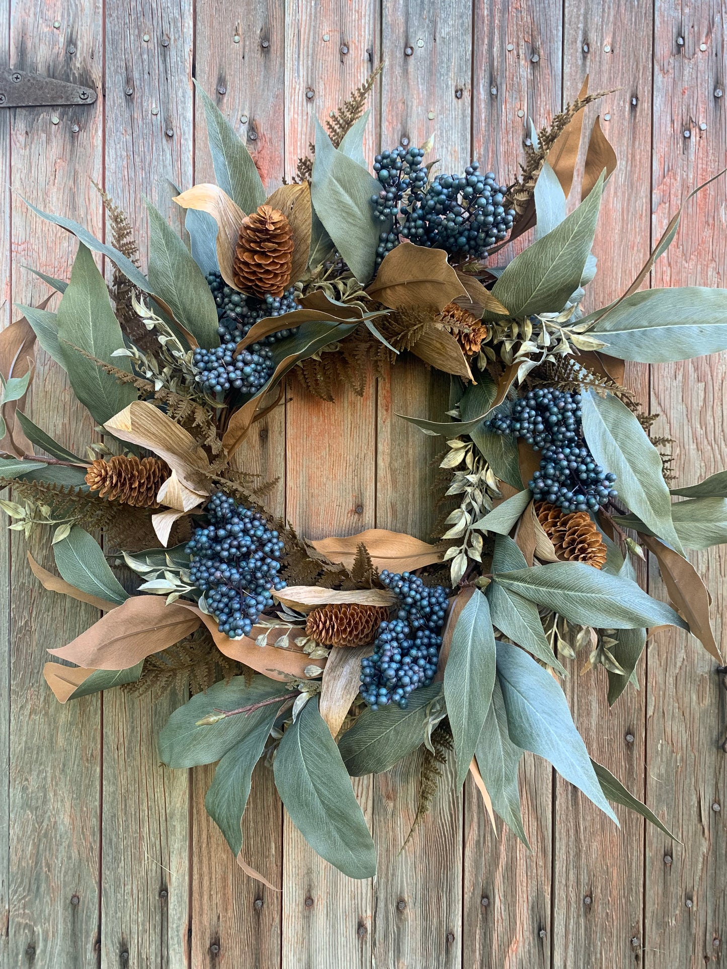 Eucalyptus Blueberries and Pinecone Wreath