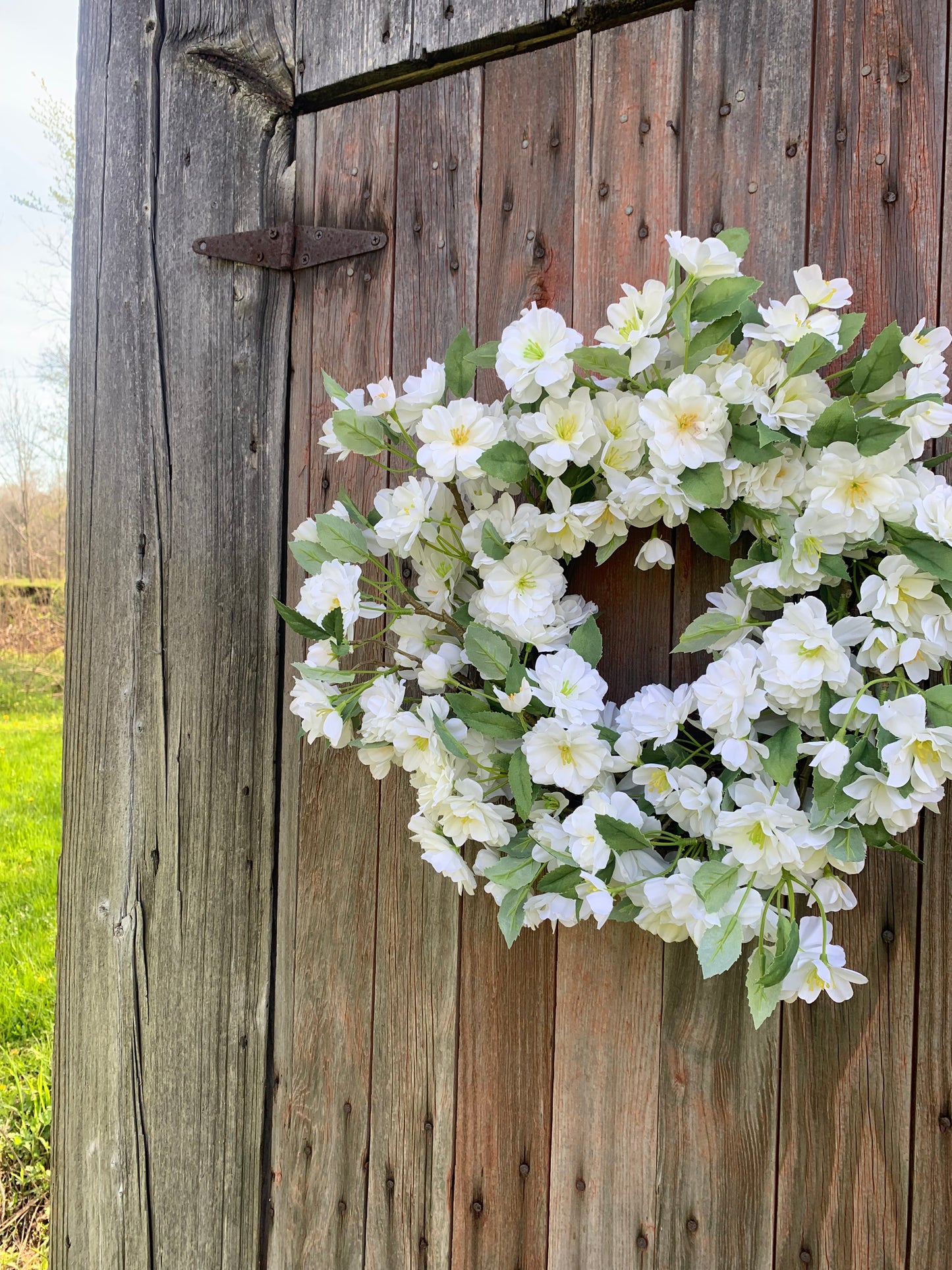 White Cherry Blossom Wreath