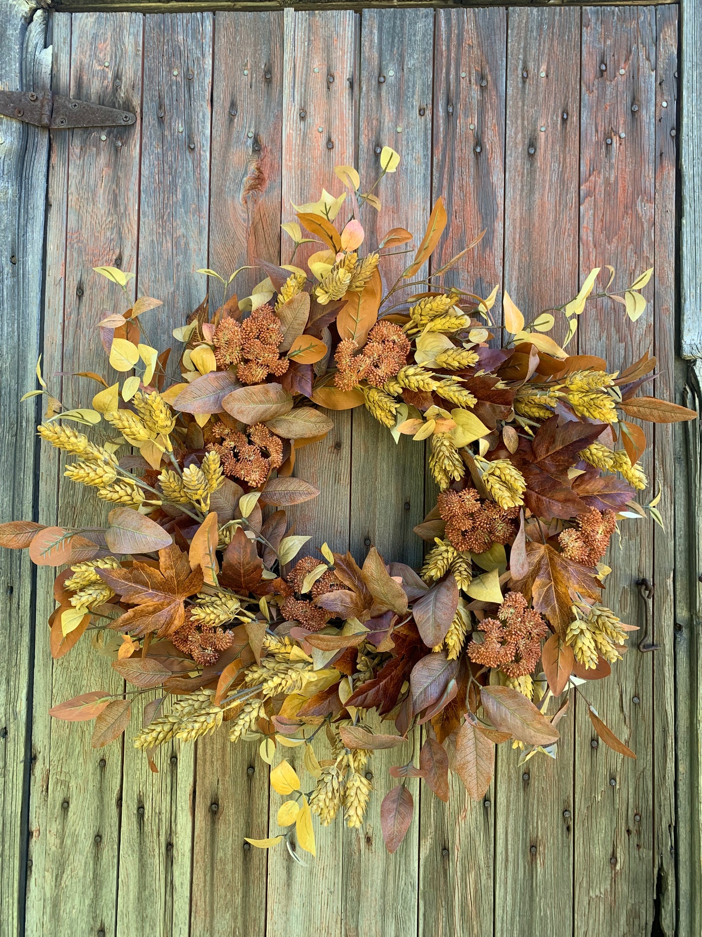 Golden Hops & Rustic Eucalyptus Wreath