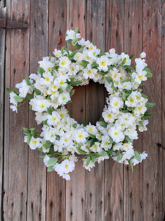 White Cherry Blossom Wreath