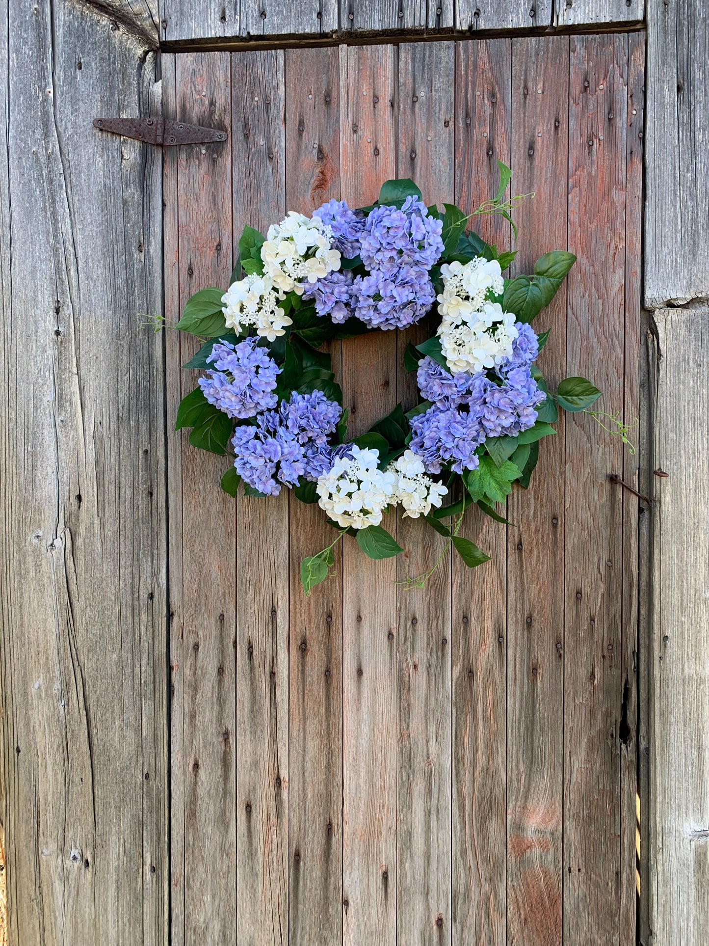 Lavender -Blue and White Snowball Hydrangea Wreath