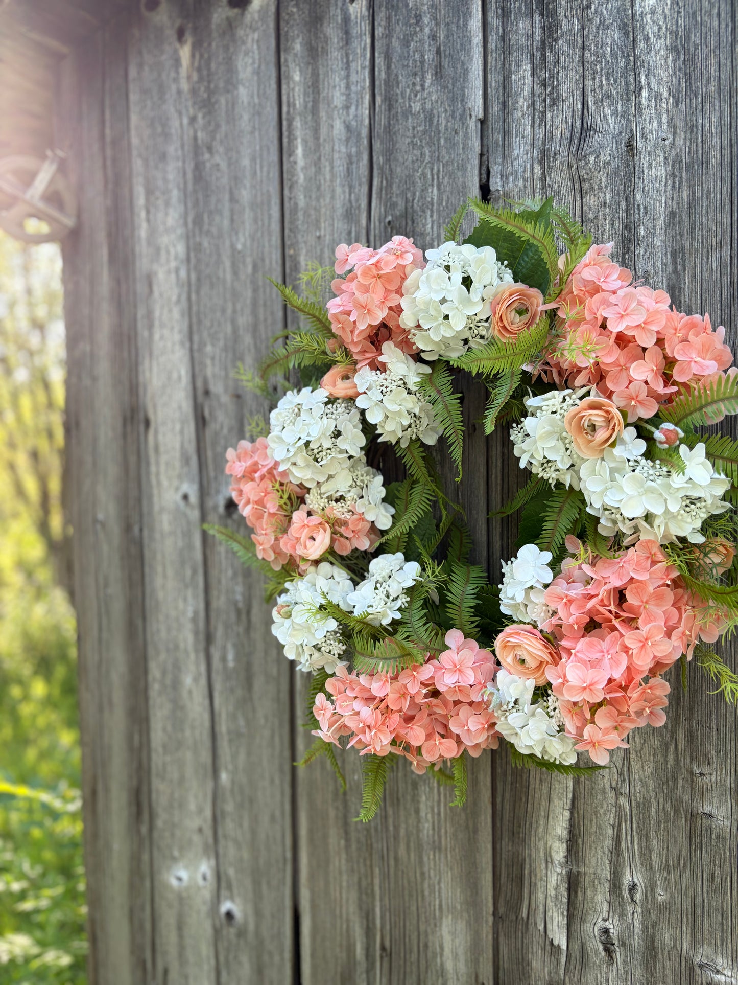 Peach Garden Hydrangea Wreath