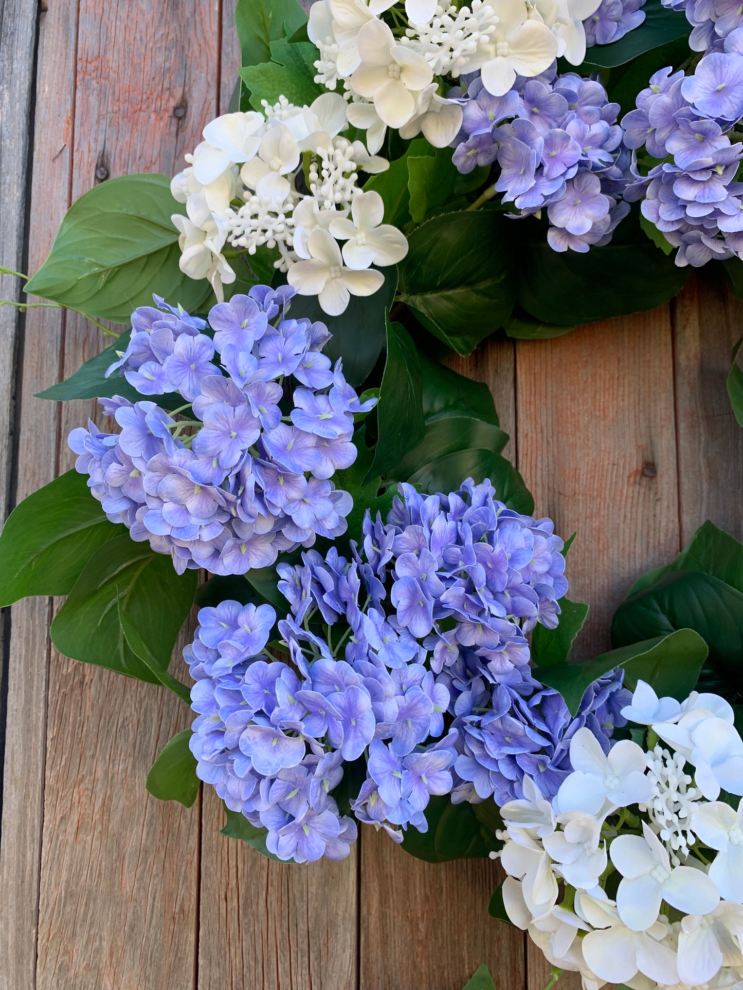 Lavender -Blue and White Snowball Hydrangea Wreath