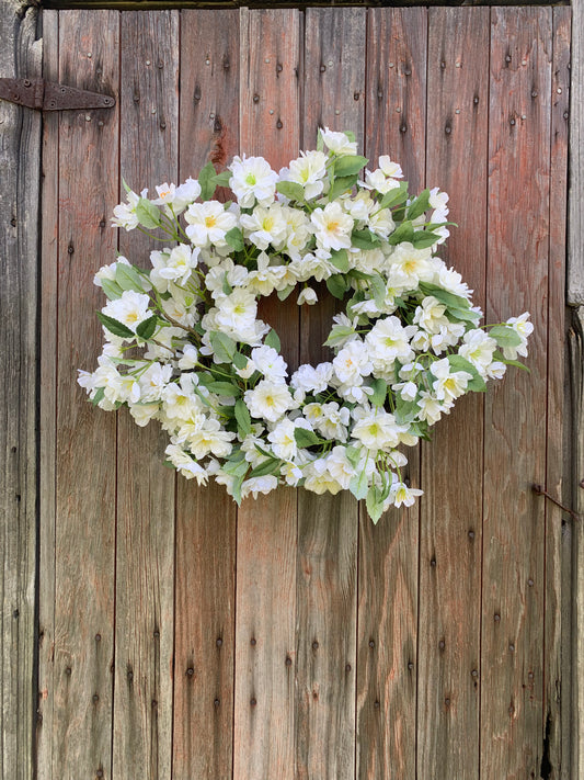 White Cherry Blossom Wreath