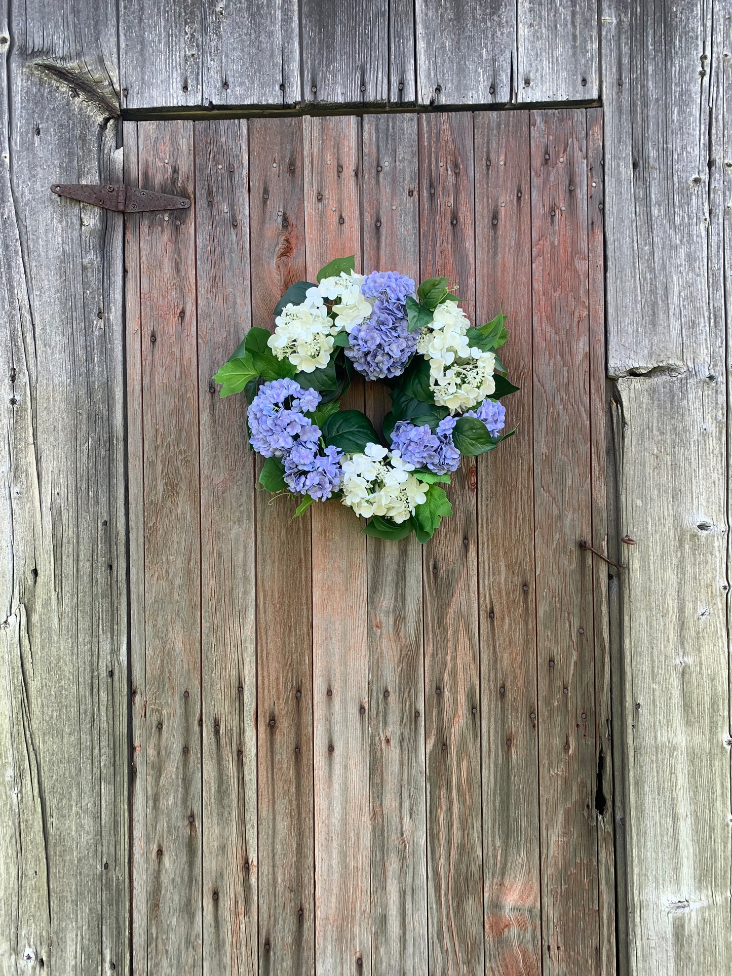 Lavender -Blue and White Snowball Hydrangea Wreath