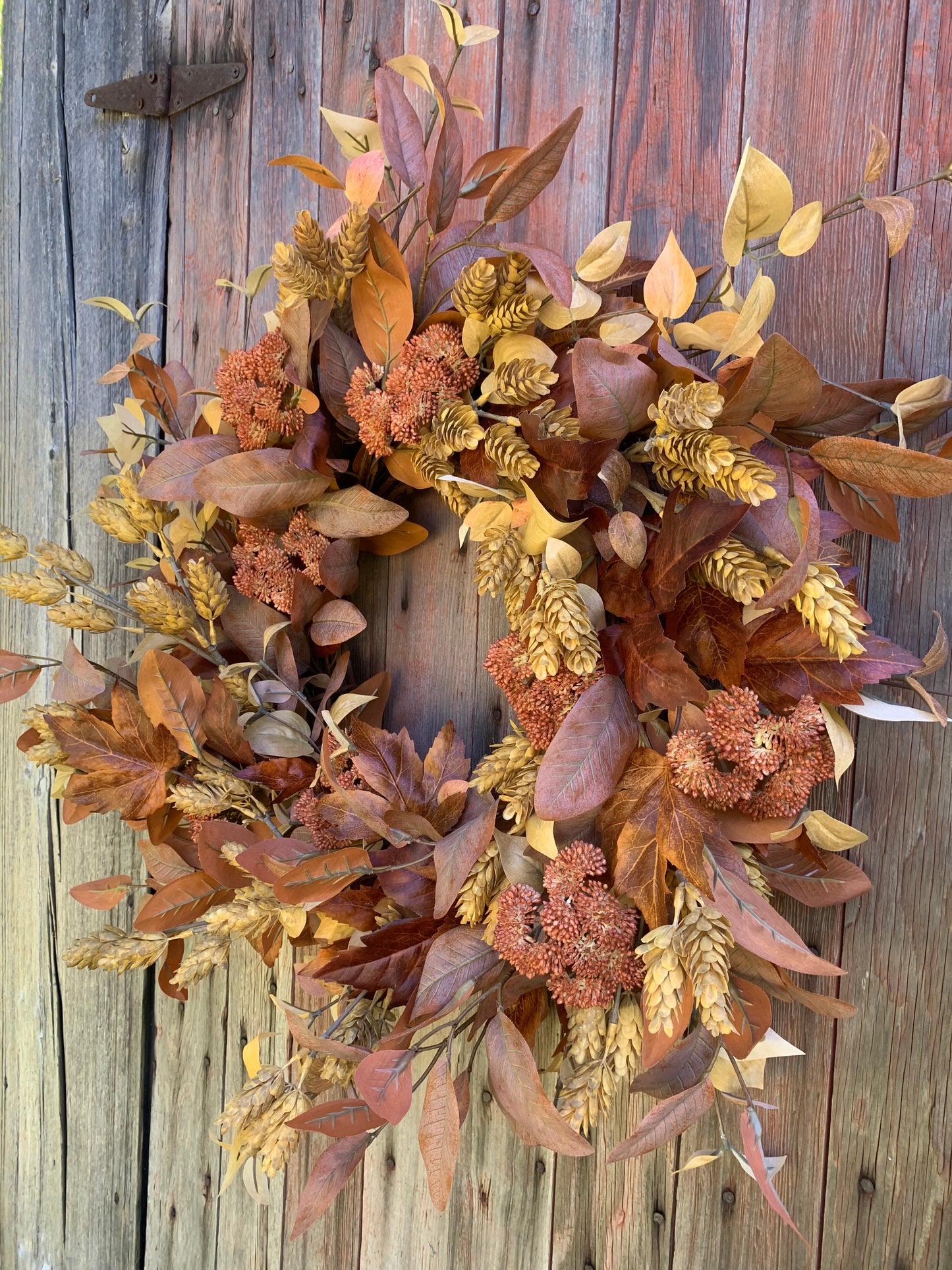 Golden Hops & Rustic Eucalyptus Wreath