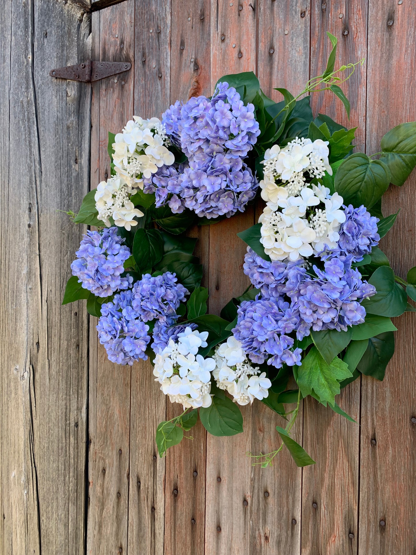 Lavender -Blue and White Snowball Hydrangea Wreath