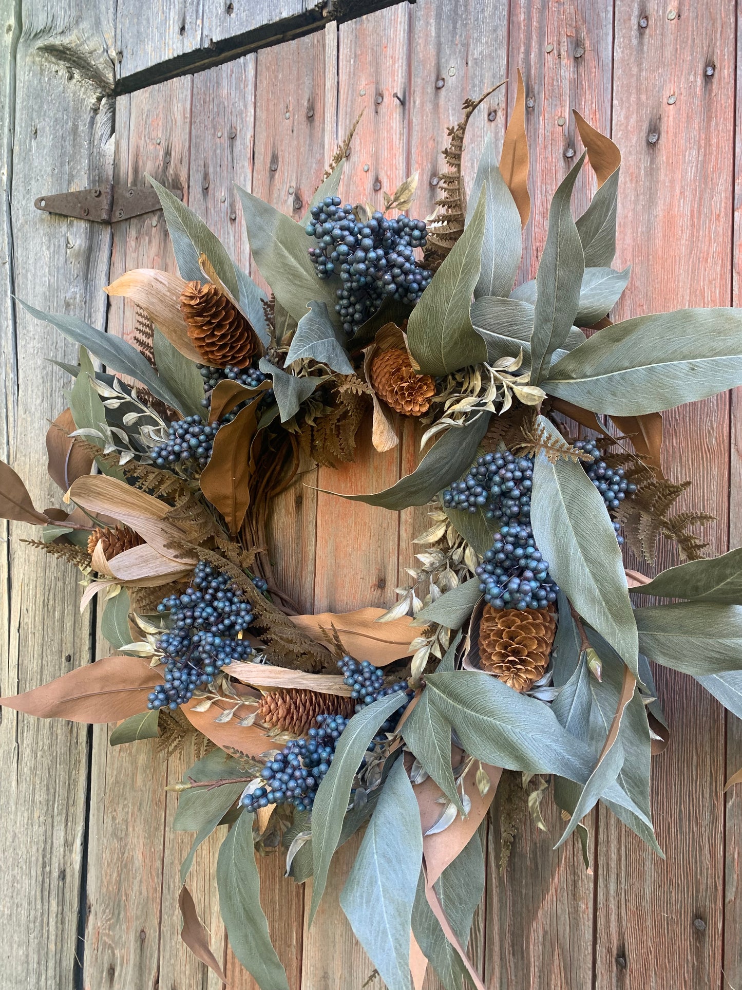 Eucalyptus Blueberries and Pinecone Wreath