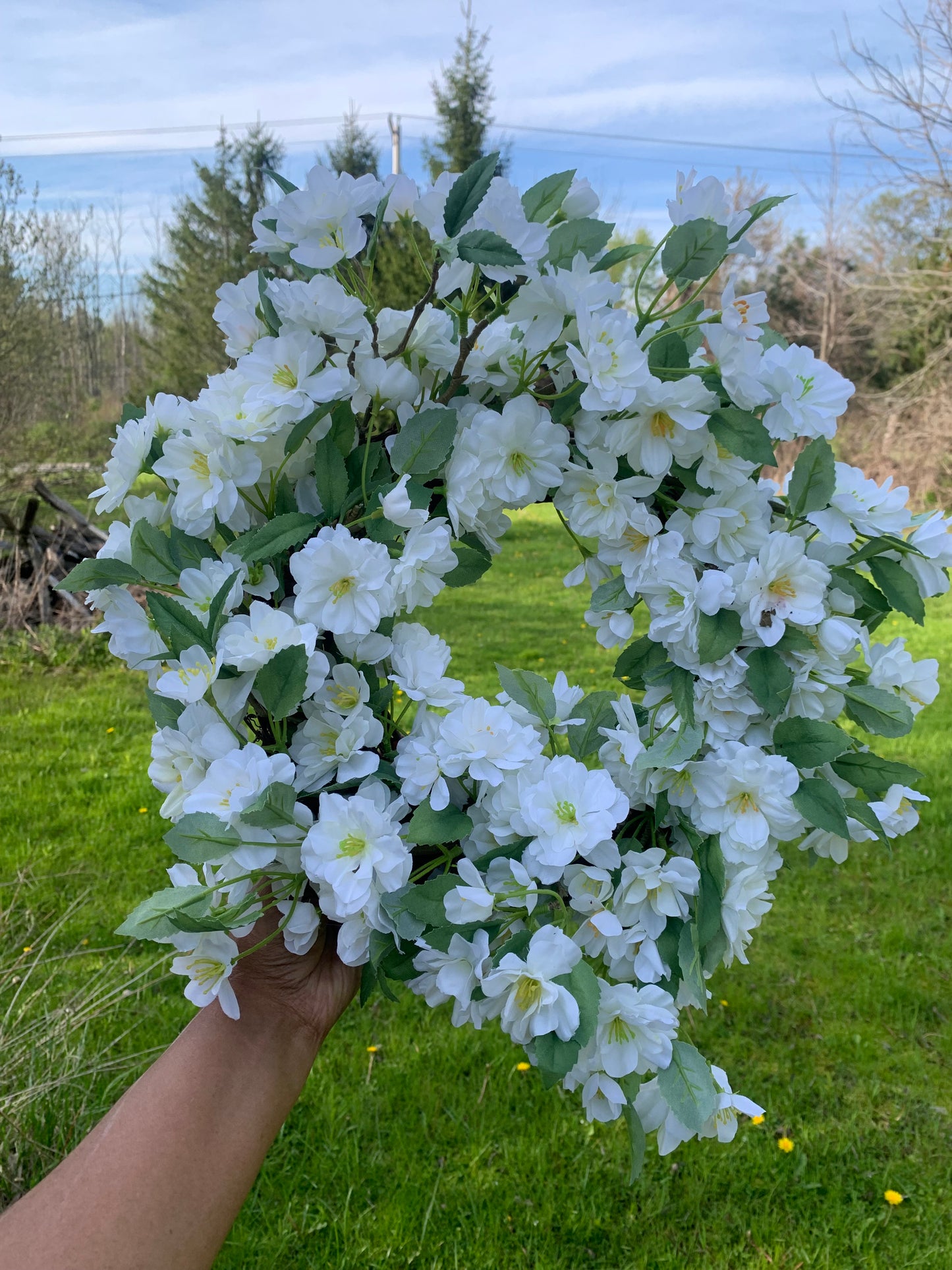 White Cherry Blossom Wreath