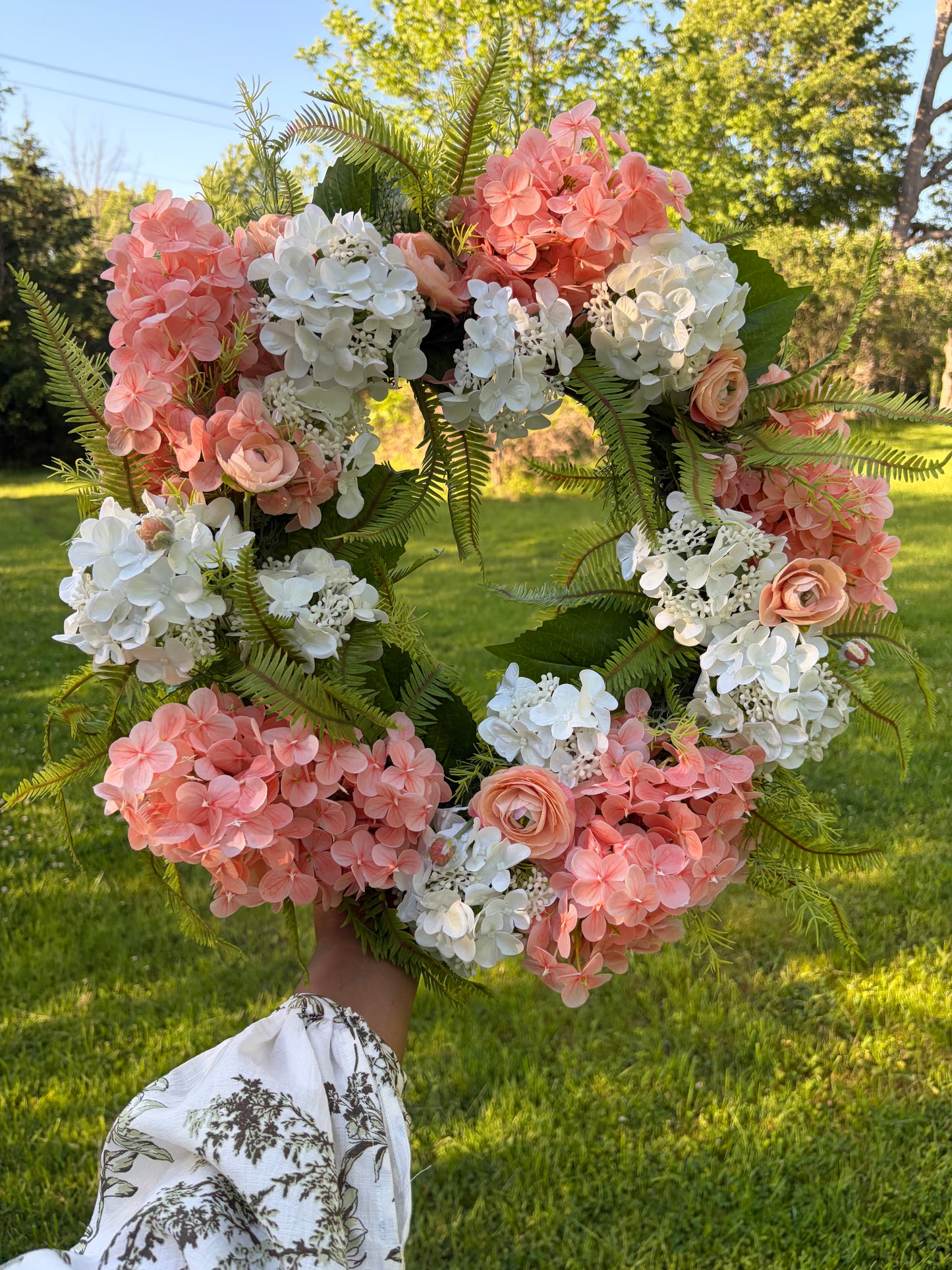 Peach Garden Hydrangea Wreath