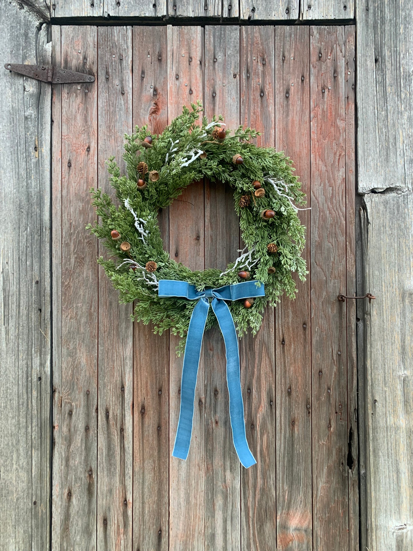 Iced Cedar and Acorn Winter Wreath