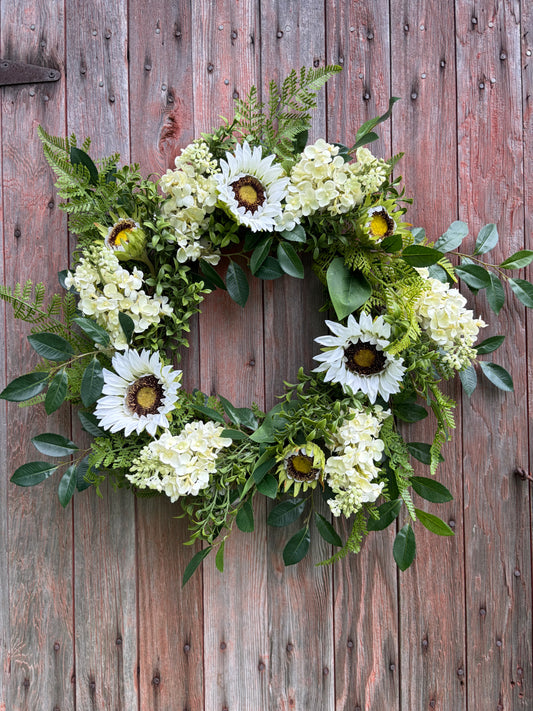 White Sunflower Market Wreath