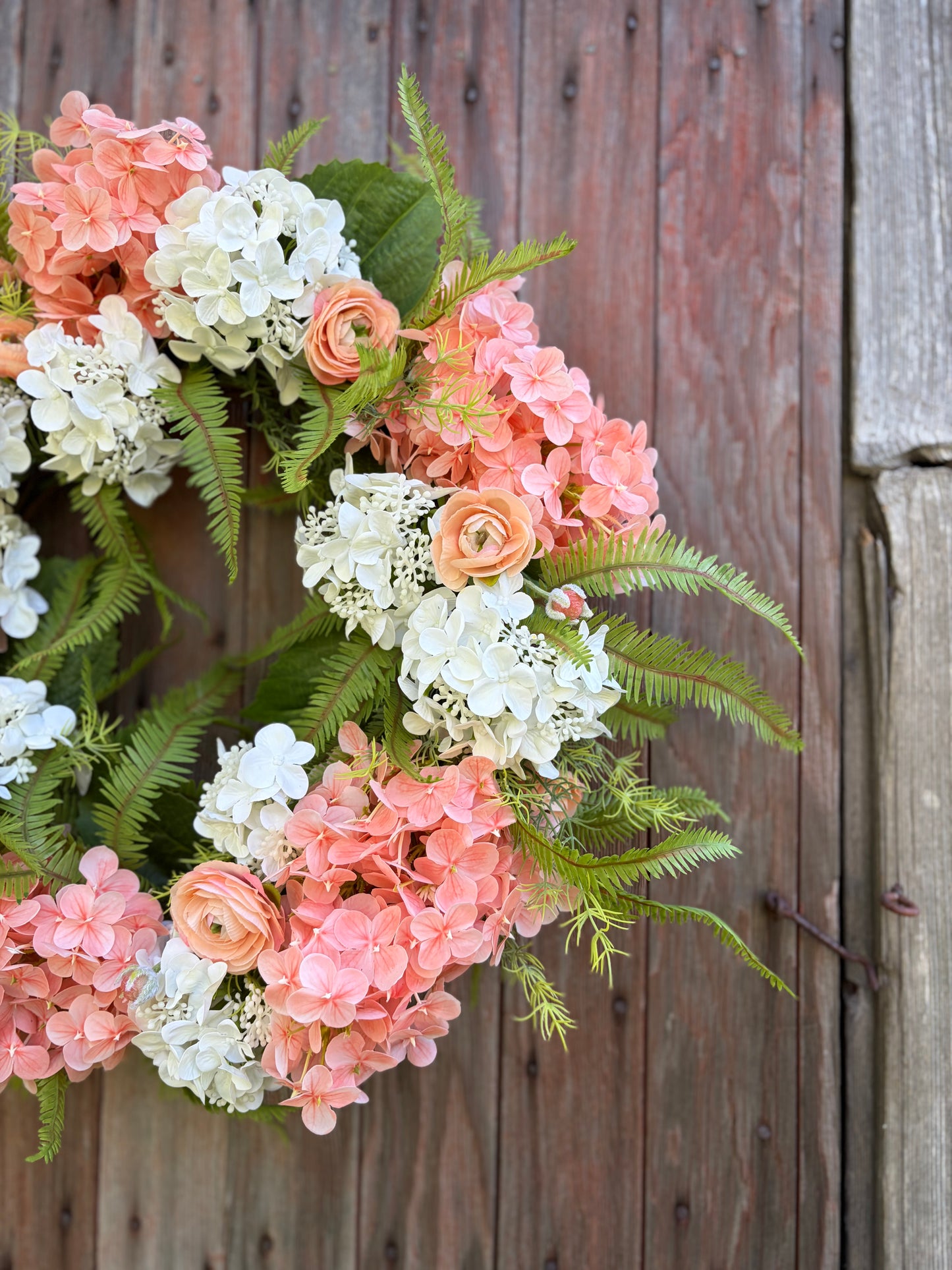 Peach Garden Hydrangea Wreath