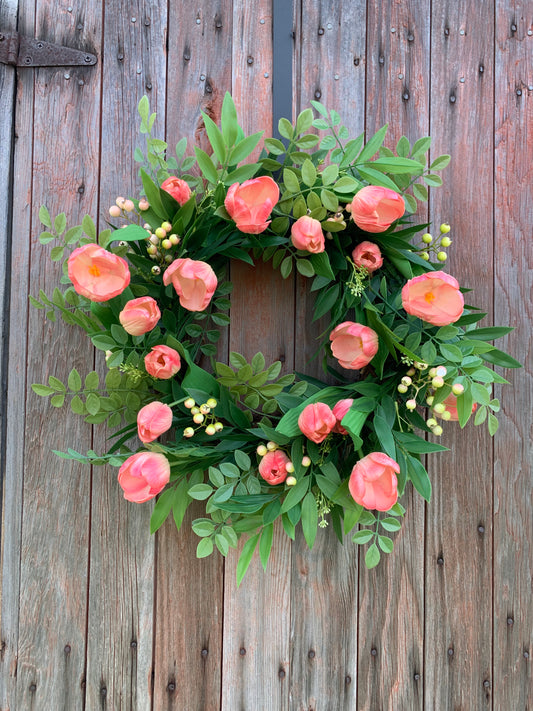 Peach Tulip Wreath